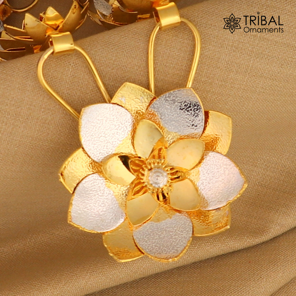 925 sterling silver lotus flower design necklace for idols or god stautes / women's jewelry set767 - TRIBAL ORNAMENTS