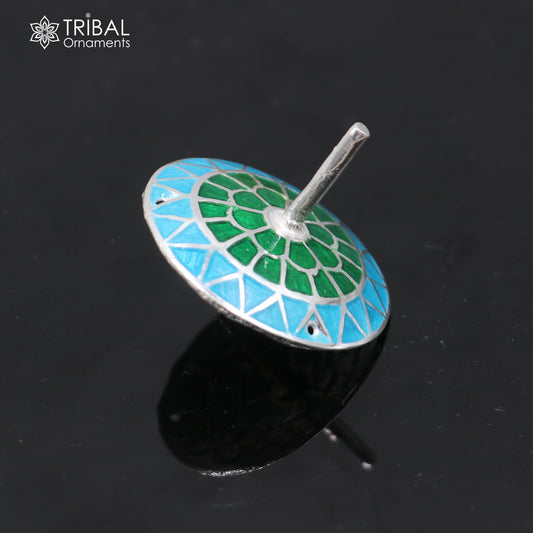 925 sterling silver mandala meenakari design Firki or Lattu toy silver toy for your baby Krishna idols article art856 - TRIBAL ORNAMENTS