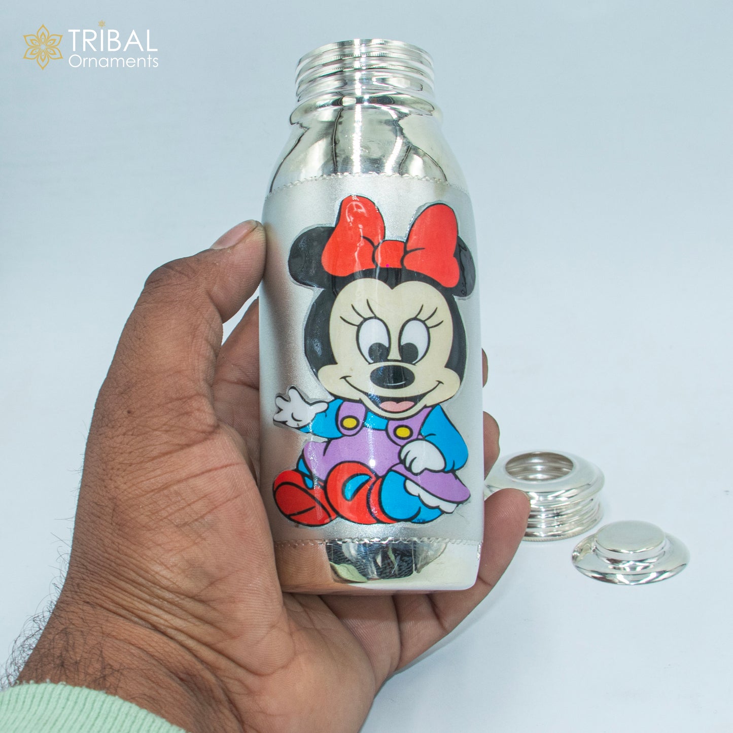 925 Sterling silver mickey mouse cartoon design baby feeder milk bottle/ baby water bottle/ best kids gifting article sv305 - TRIBAL ORNAMENTS