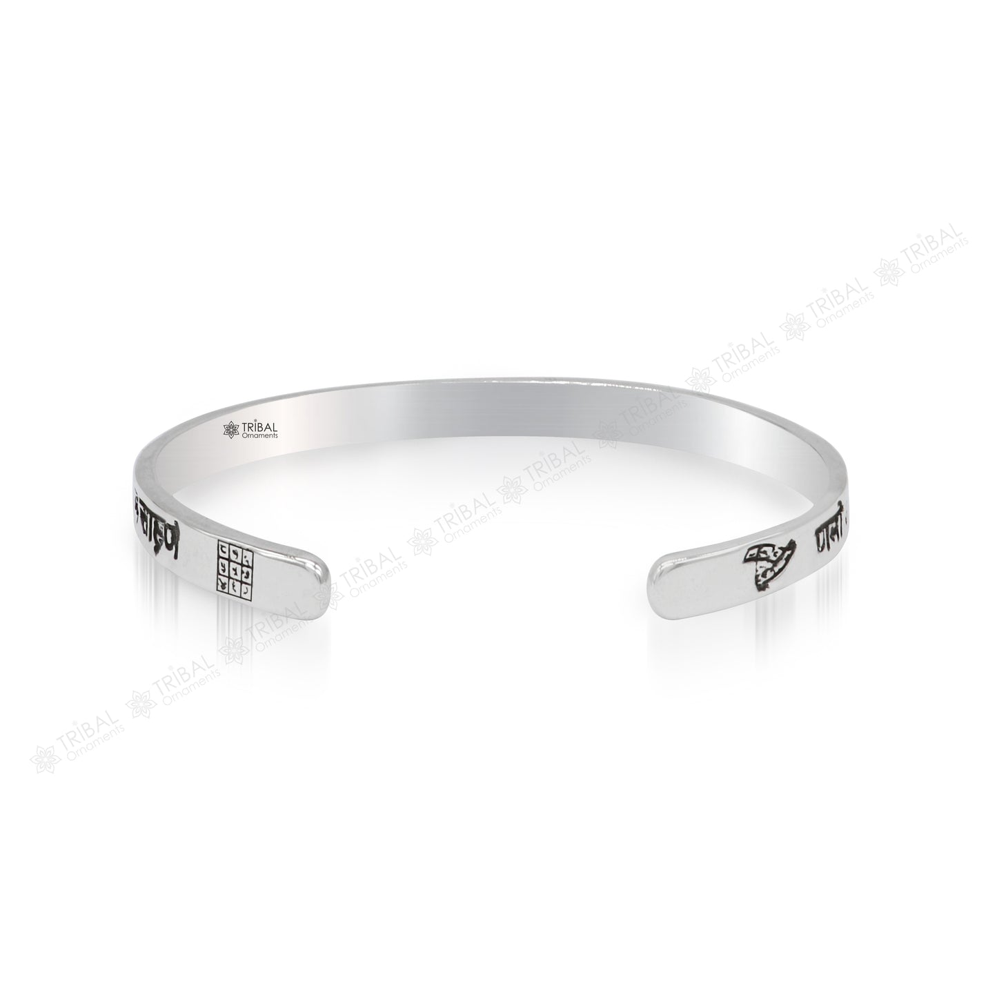 925 sterling silver handmade plain Divine Navakar Mantra gorgeous Bangle cuff bracelet kada, best unisex tribal gifting jewelry cuff120 - TRIBAL ORNAMENTS