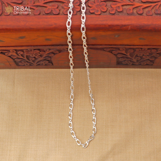925 sterling silver oval shape link chain for unisex jewelry ch624 - TRIBAL ORNAMENTS