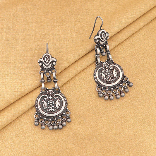 925 sterling silver peacock design stud earring chandelier light weight silver ethnic earrings drop dangle s1229 - TRIBAL ORNAMENTS