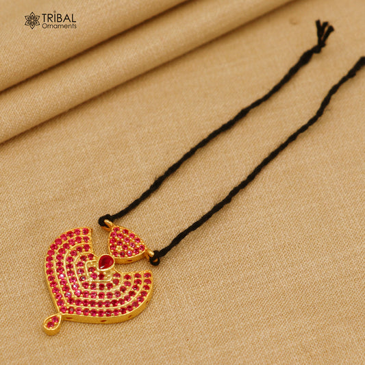 925 sterling silver pink stone style necklace for idols or god statues gold polished jewelry set774 - TRIBAL ORNAMENTS