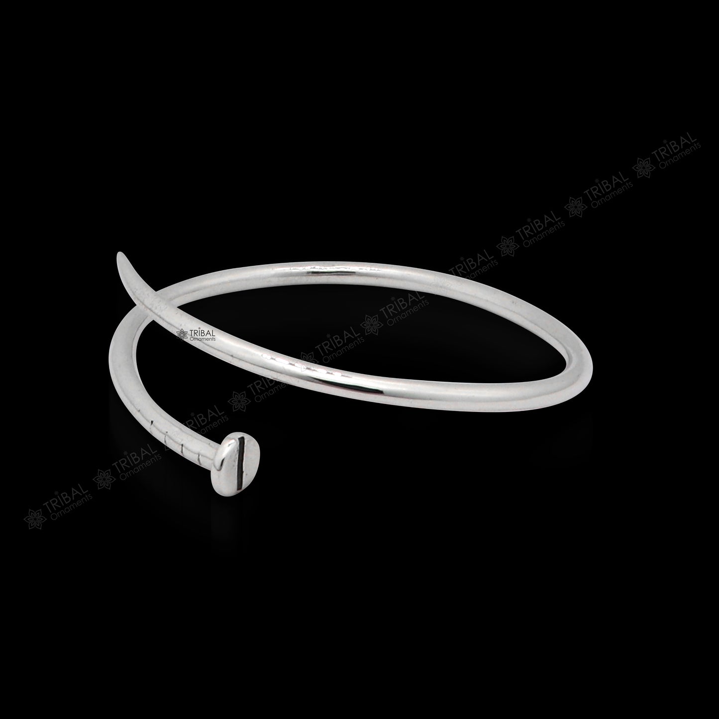 925 sterling silver plain shiny iron nail design cuff kada modern trendy fashion kada is a stunning and versatile piece of jewelry cuff160 - TRIBAL ORNAMENTS