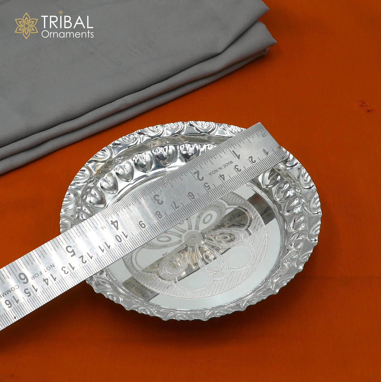 925 sterling silver handmade plate/ tray, best gifting baby food serving silver utensils, silver articles, puja utensils sv317 - TRIBAL ORNAMENTS