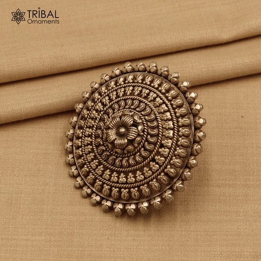 925 sterling silver round flower design ring tribal ethnic Jewelry sr815 - TRIBAL ORNAMENTS