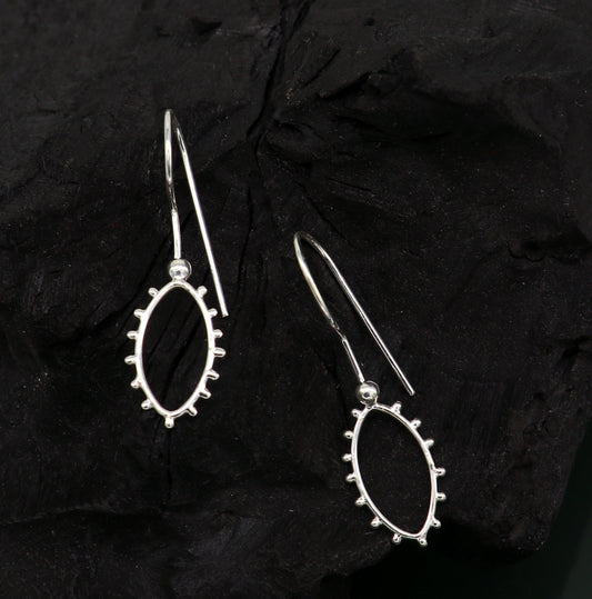 925 sterling silver drop dangle hoops earring from TRIBAL ORNAMENTS, shiny and elegant, perfect as a bridal or personalized gift.