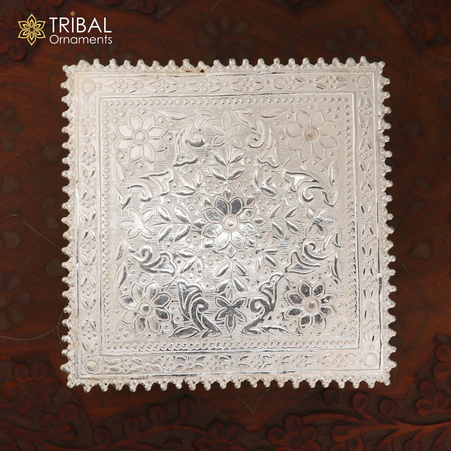 925 Sterling silver square shape bazot / chouki pooja utensils su1379 - TRIBAL ORNAMENTS
