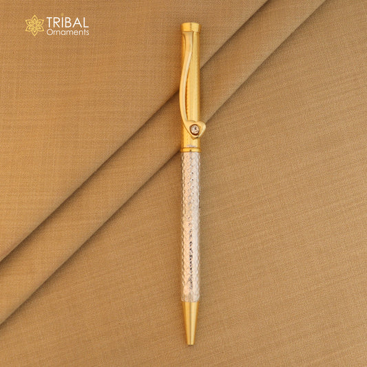 925 Sterling silver stylish stone design writing ball pen, best silver gifting article from india art843 - TRIBAL ORNAMENTS