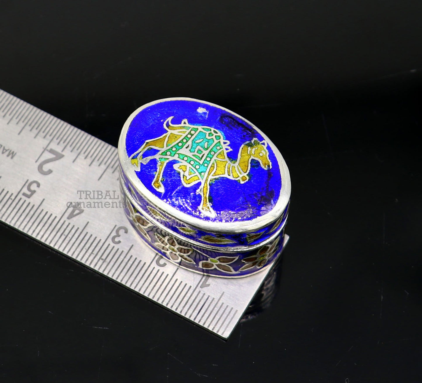 925 sterling silver trinket box, kajal box/casket box bridal oval shape box collection, container box, eyeliner box gifting art stb364 - TRIBAL ORNAMENTS