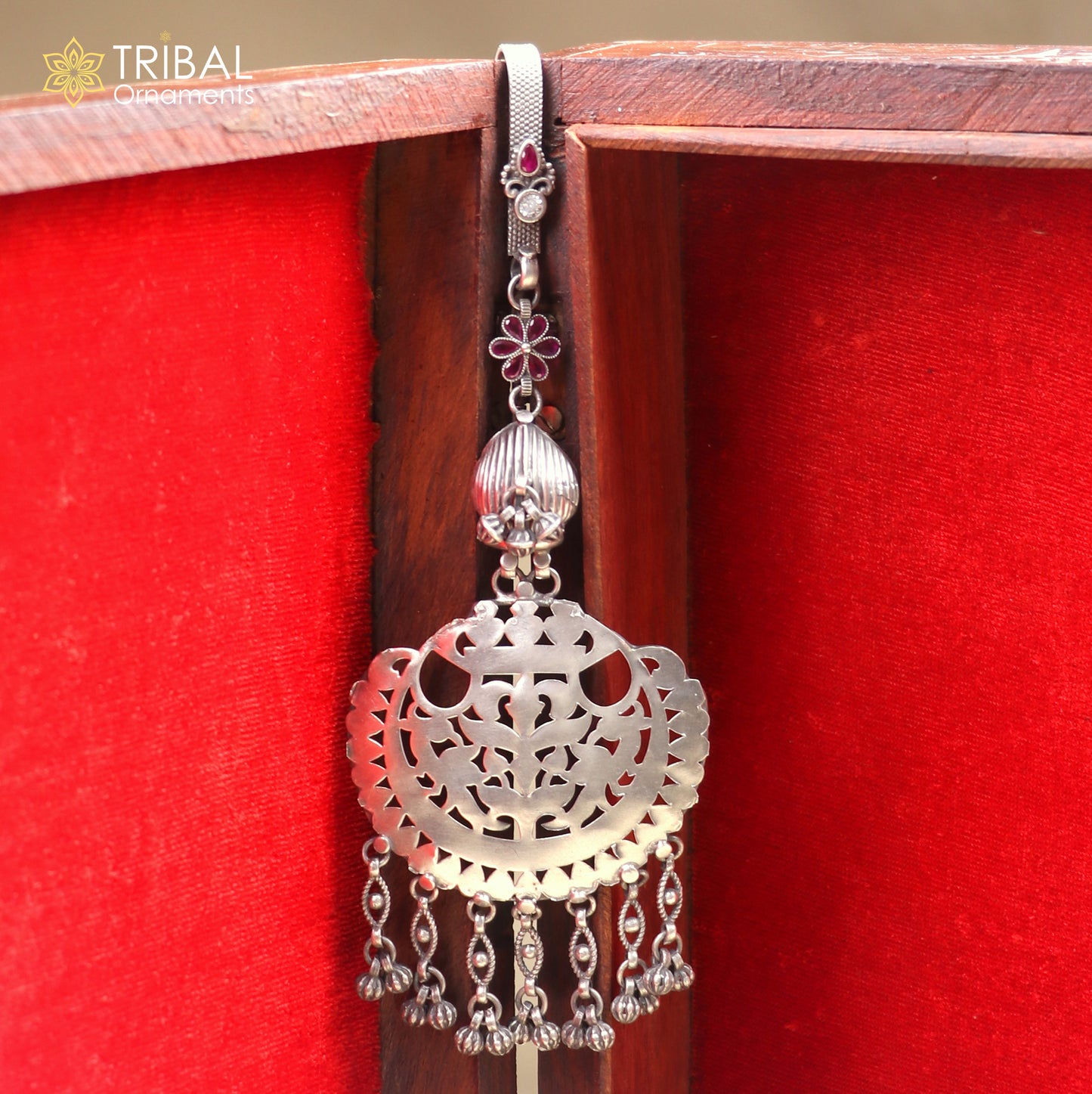 925 sterling silver vintage stylish sari chhalla brooch, saree waist belly jewelry skey18 - TRIBAL ORNAMENTS