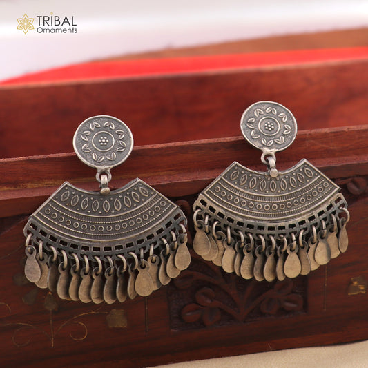 925 sterling silver vintage traditional style jumka earring s1361 - TRIBAL ORNAMENTS
