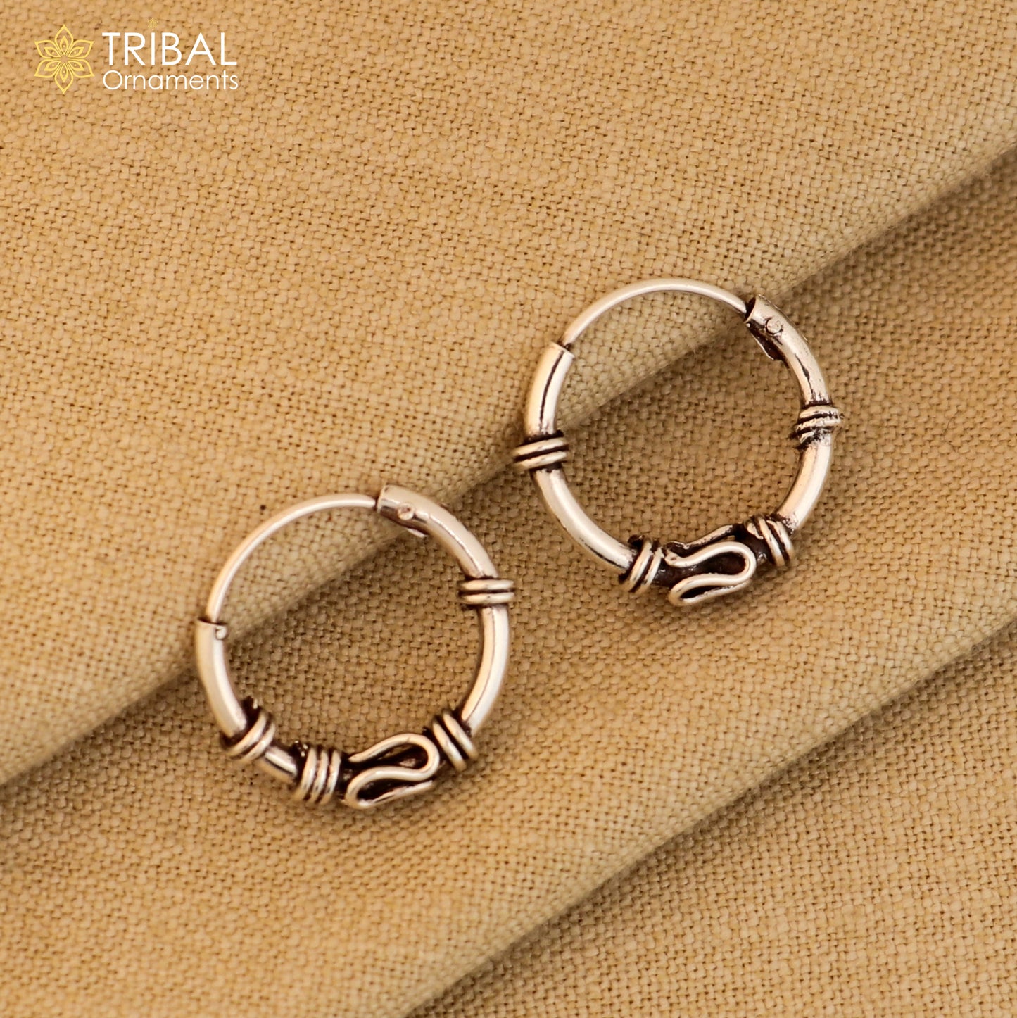 925 sterling silver wired design bali hoops earrings bali tribal ethnic jewelry er246 - TRIBAL ORNAMENTS