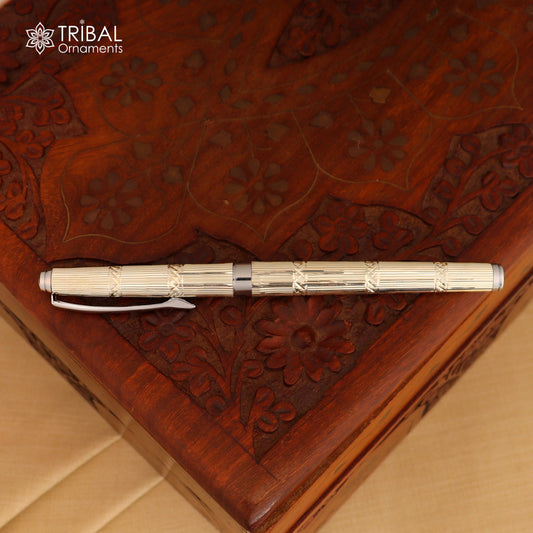 925 Sterling silver work writing ball pen, best silver gifting article from india art845 - TRIBAL ORNAMENTS