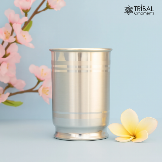 999 fine silver handmade vessels, water/milk Glass tumbler, silver flask, baby kids silver utensils stay healthy water milk glass sv227 - TRIBAL ORNAMENTS