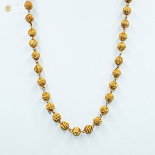 9MM 925 sterling silver delicate beaded gold polished chain necklace unisex jewelry ch269 - TRIBAL ORNAMENTS