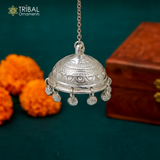 Handmade Sterling Silver chhatar/ chhatra, silver umbrella god temple art, Gorgeous hand craved Solid silver temple article utensils su751 - TRIBAL ORNAMENTS