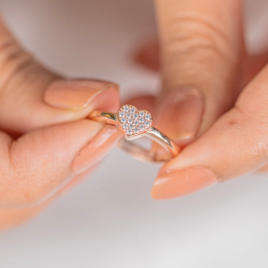 Heart design rose gold silver ring - TRIBAL ORNAMENTS