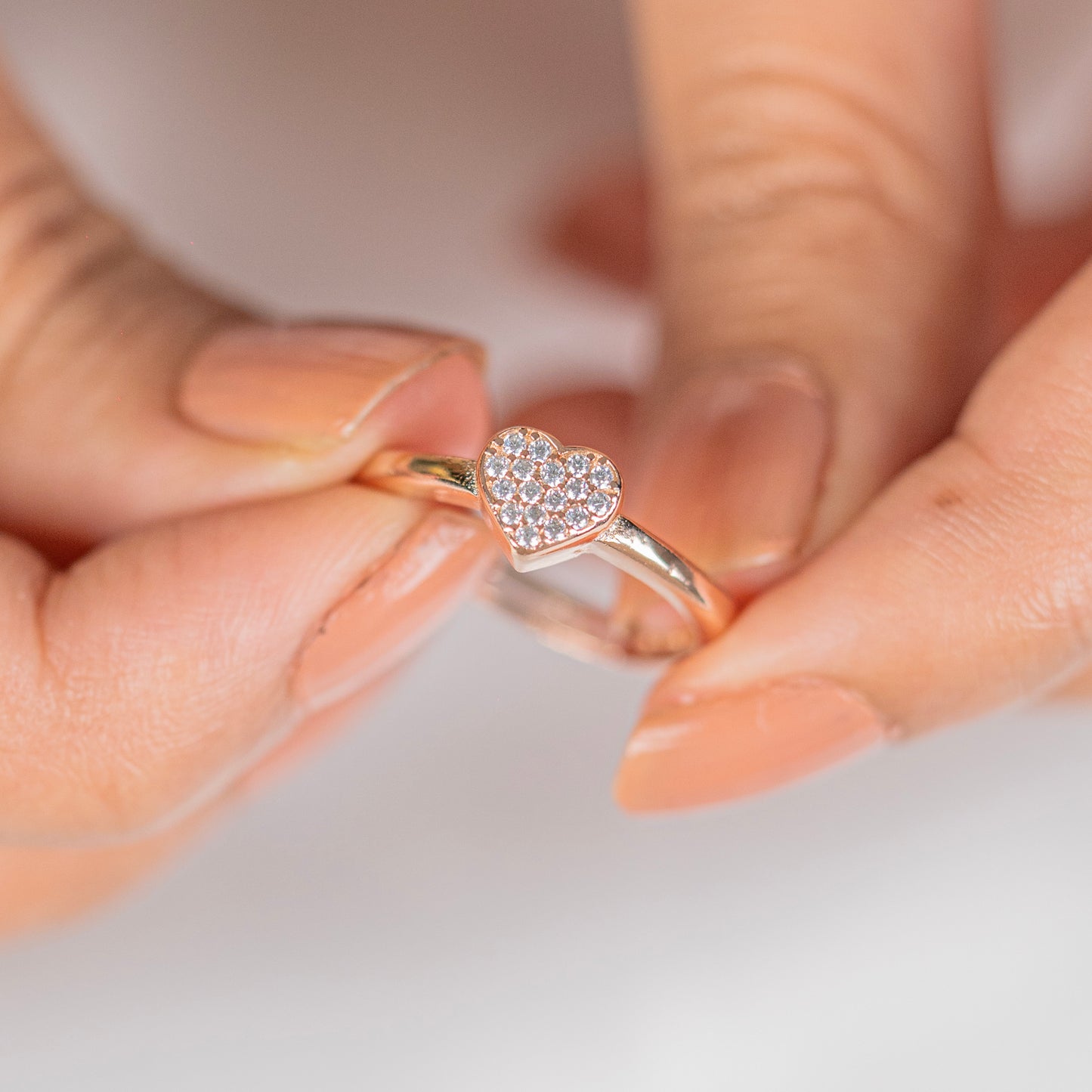 Heart design rose gold silver ring - TRIBAL ORNAMENTS