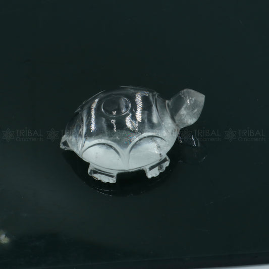 Natural sphatik crystal stone divine tortoise or turtle statue, amazing sphatik tortoise for wealth and prosperity art800 - TRIBAL ORNAMENTS