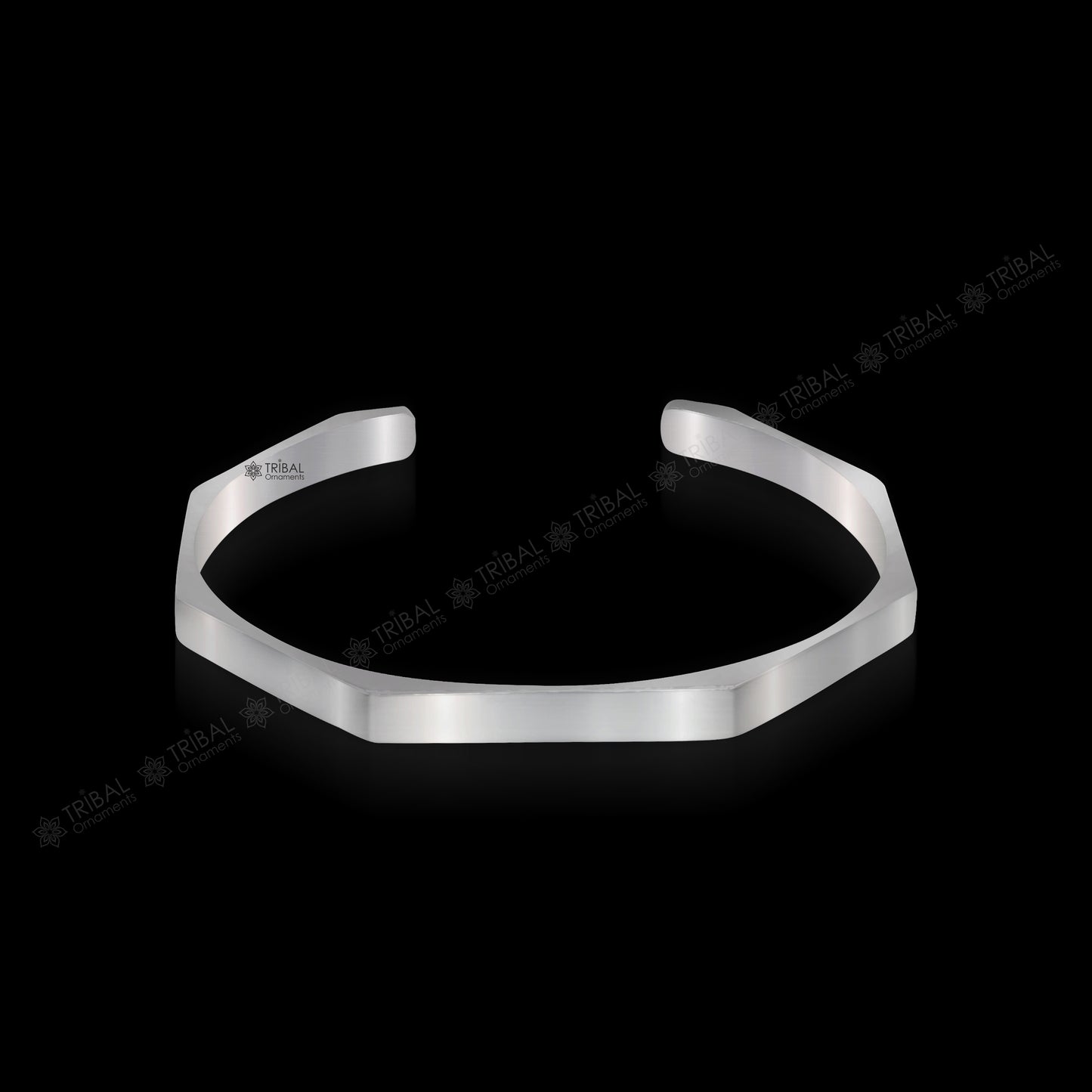 Shiny plain 925 sterling silver adjustable cuff bangle bracelet by TRIBAL ORNAMENTS, unisex jewelry, handcrafted, ideal for gifting