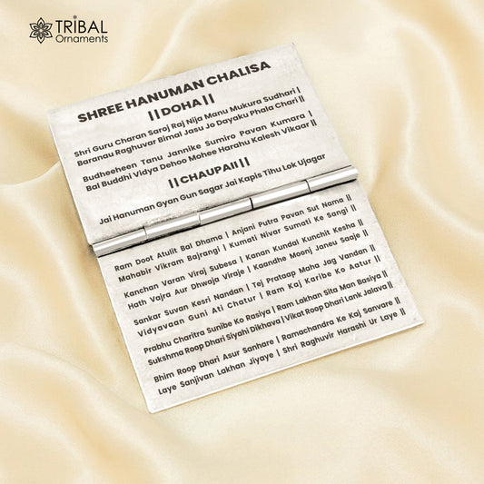 Premium 925 Sterling Silver Shree Hanuman Chalisa Mini Book in English/Hinglish – Puja Article | SU880 - TRIBAL ORNAMENTS