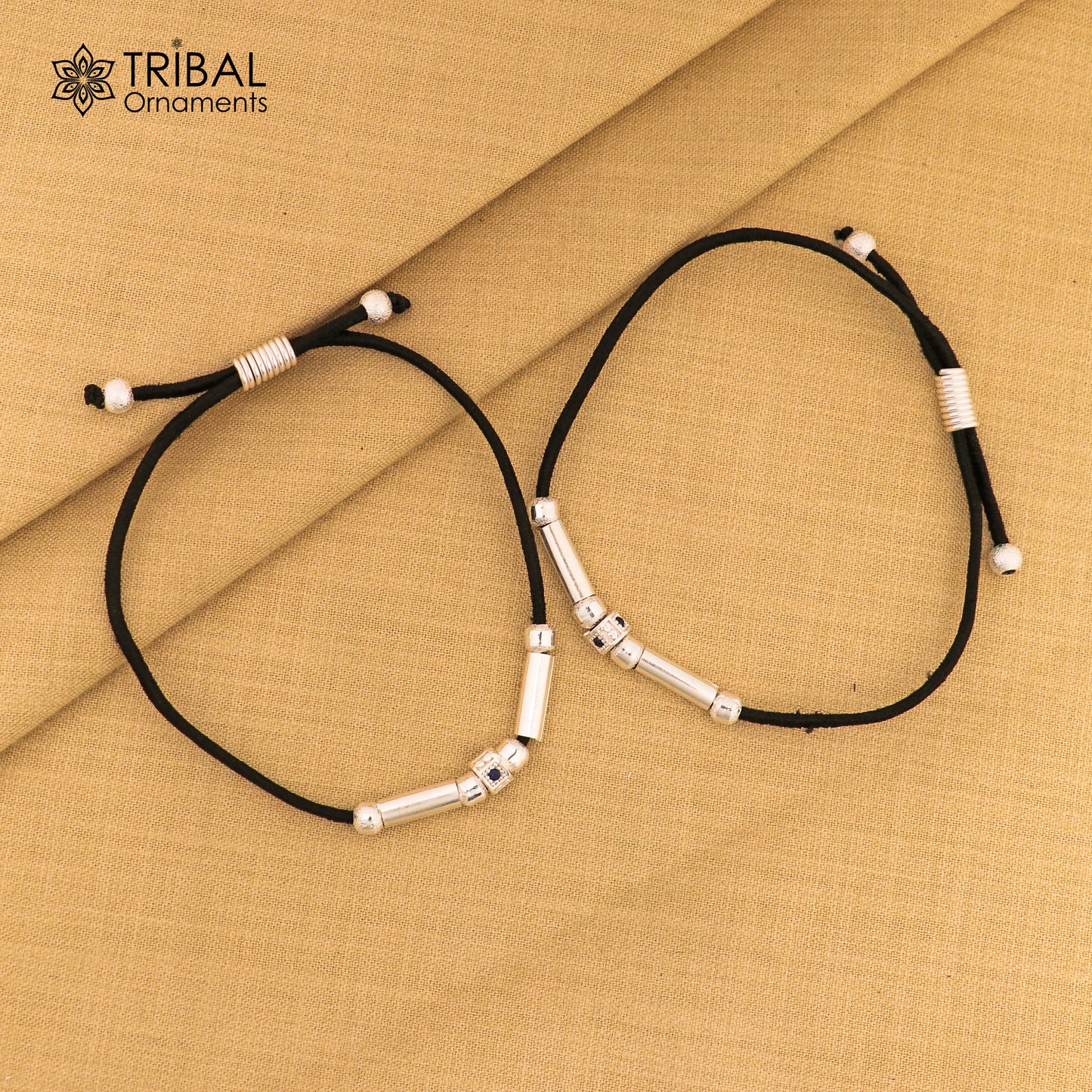 Silver thread anklet silver dhaga payal ank734 - TRIBAL ORNAMENTS