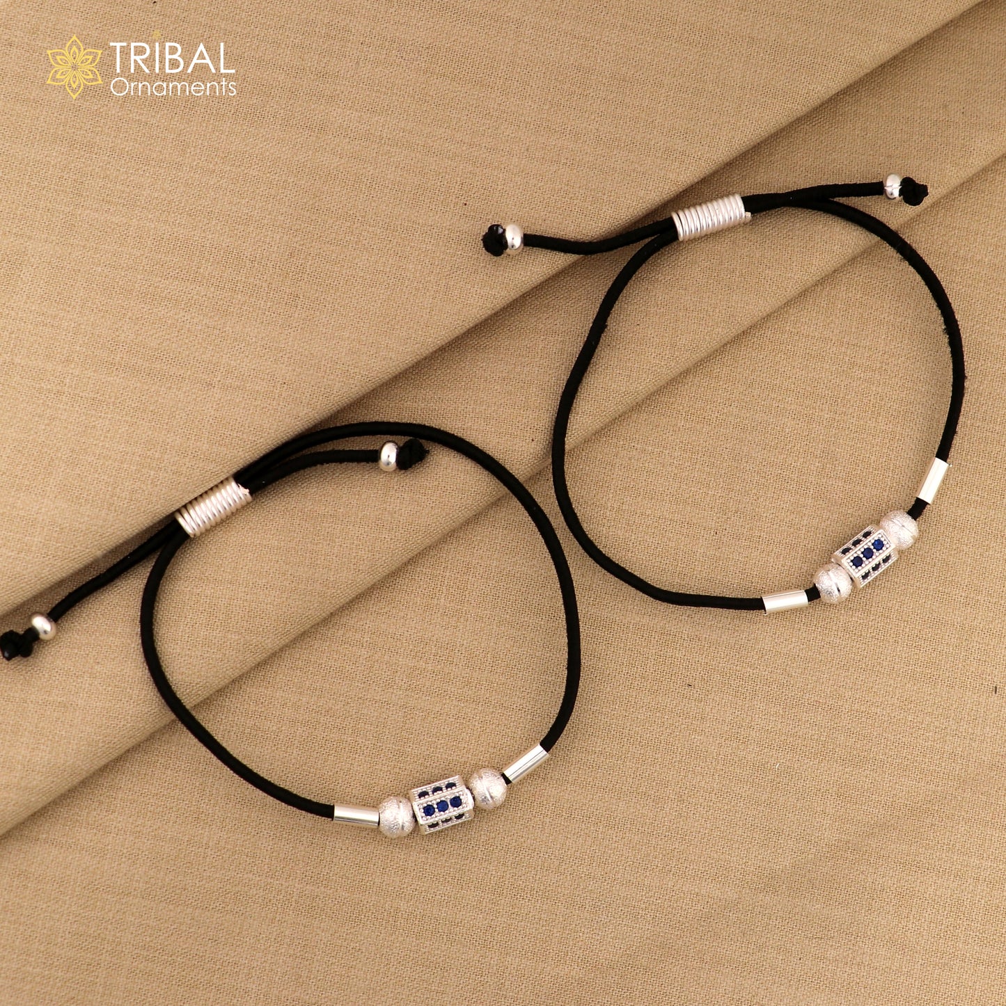 Silver thread anklet silver dhaga payal ank735 - TRIBAL ORNAMENTS