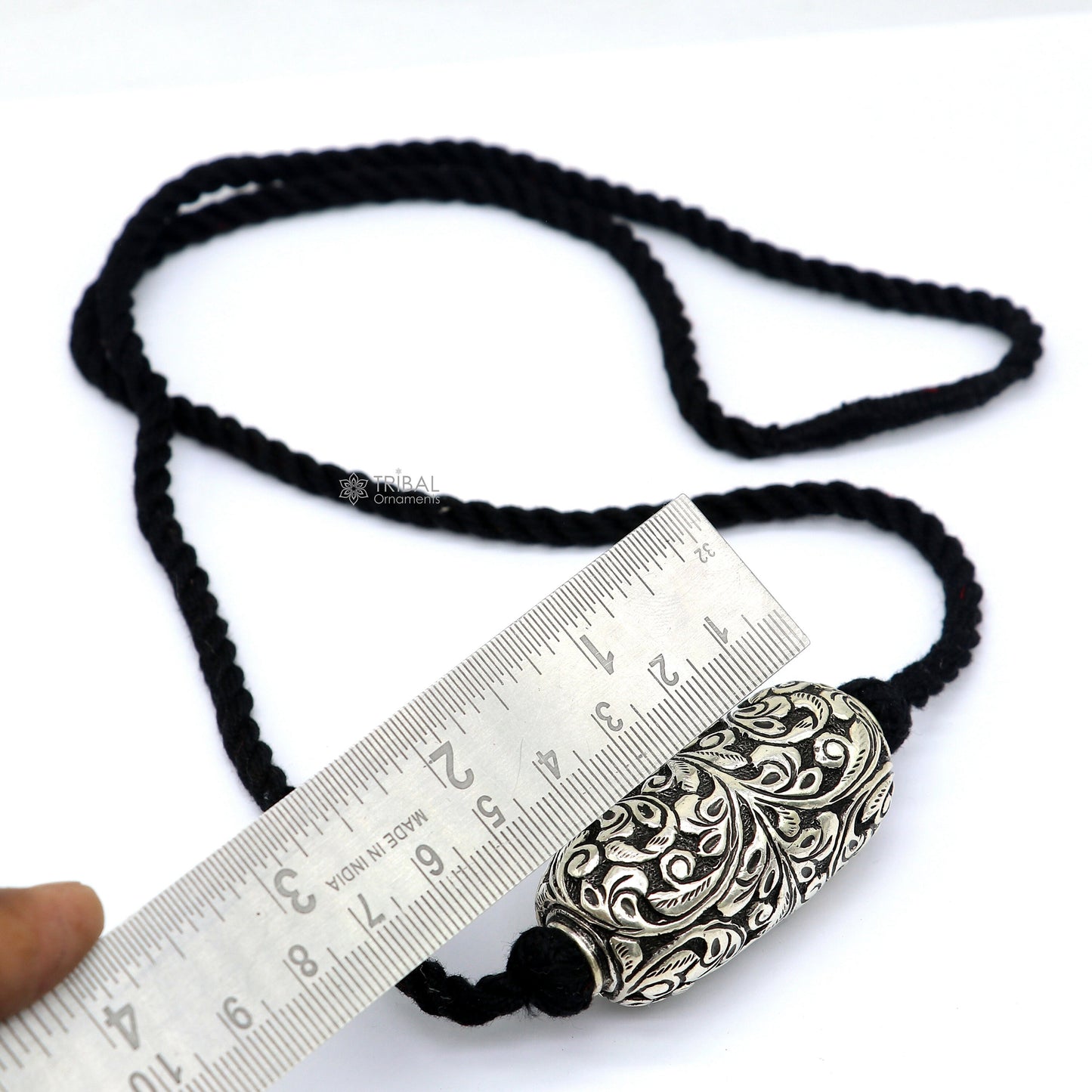 Vintage Indian tribal choker necklace with 925 sterling silver chitai work and pendant, part of Tribal Ornaments jewelry set.