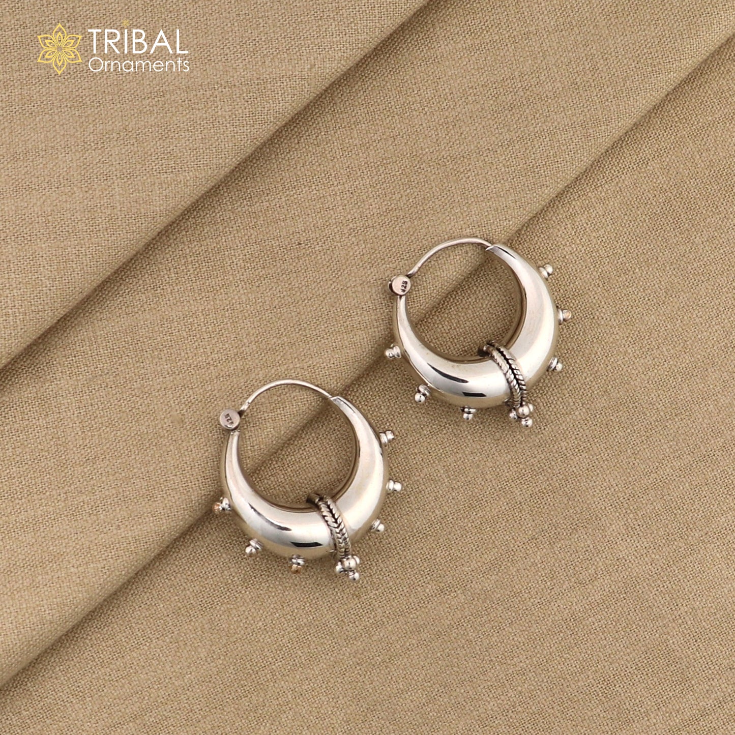 Vintage style 925 sterling silver handmade unique traditional cultural ethnic hoops earring bali for men's/girl's best dancing jewelry s1125 - TRIBAL ORNAMENTS