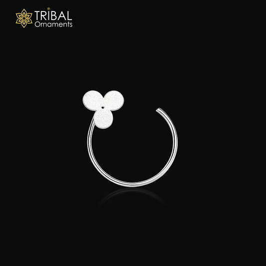 925 sterling silver flower design nose pin u band tribal jewelry np76 - TRIBAL ORNAMENTS