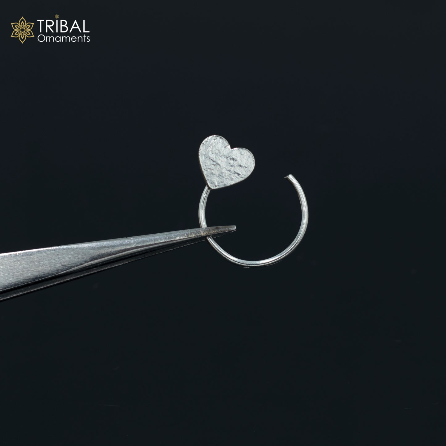925 sterling silver heart design handmade fabulous nose pin u band tribal jewelry np71 - TRIBAL ORNAMENTS
