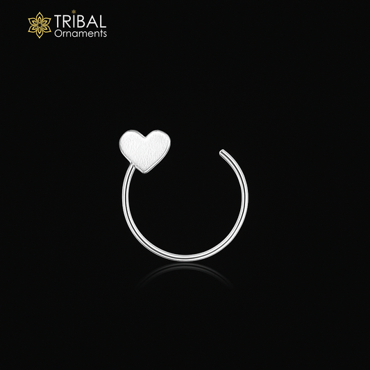 925 sterling silver heart design nose pin u band tribal jewelry np71 - TRIBAL ORNAMENTS