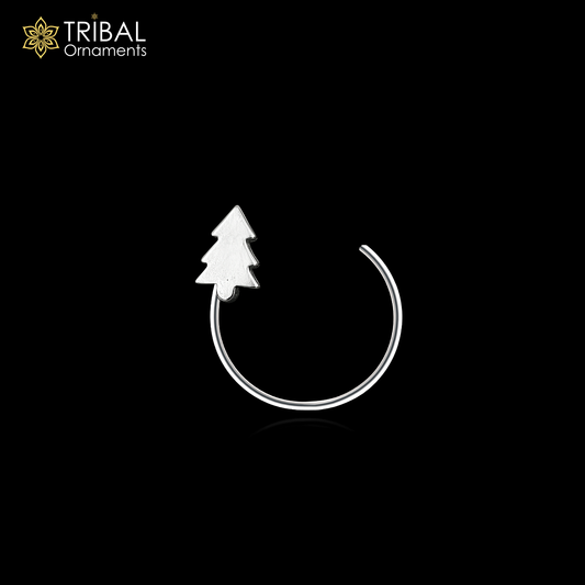 925 sterling silver tree design nose pin u band tribal jewelry np89 - TRIBAL ORNAMENTS