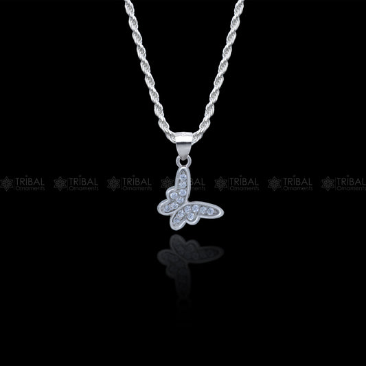 925 Sterling silver butterfly shape diamond cubic zirconia stone pendant nsp978 - TRIBAL ORNAMENTS