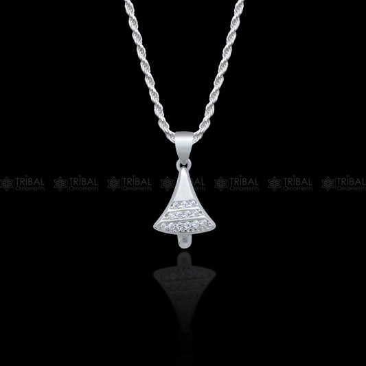 925 Sterling silver christmas diamond cubic zirconia stone pendant nsp983 - TRIBAL ORNAMENTS