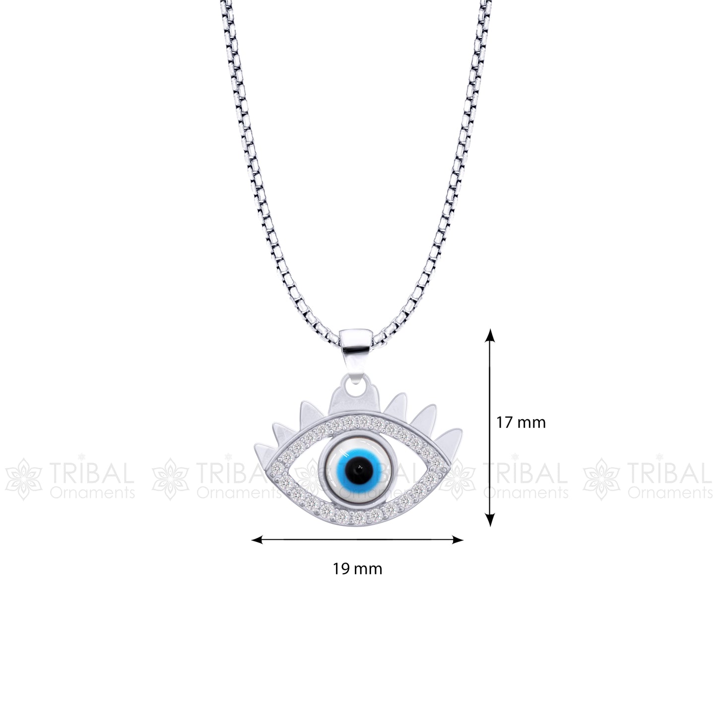 925 sterling silver evil eyes pendant with CZ stone nsp793 - TRIBAL ORNAMENTS