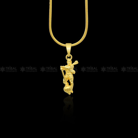 925 sterling silver gold polished Lord Hanuman divine pendant nsp898 - TRIBAL ORNAMENTS