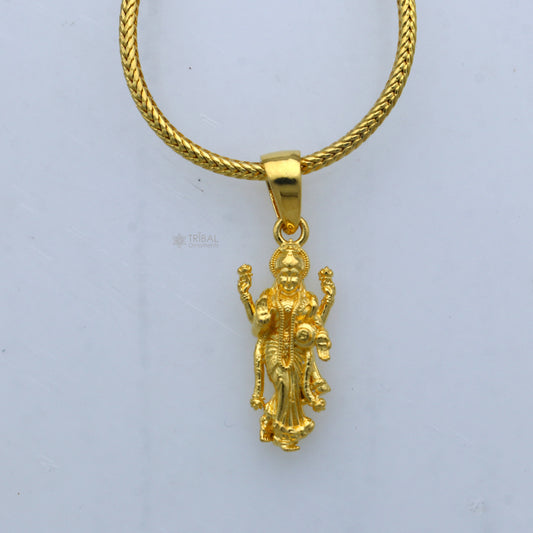 925 sterling silver gold polished Lord Maha Lakshmi maa divine pendant nsp912 - TRIBAL ORNAMENTS