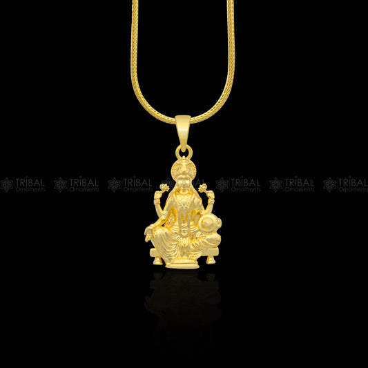 925 sterling silver gold polished Lord Maha Laxmi ji divine pendant nsp902 - TRIBAL ORNAMENTS