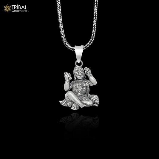 925 sterling silver handmade divine hanuman ji Pendant with chain tribal jewellery nsp1008 - TRIBAL ORNAMENTS