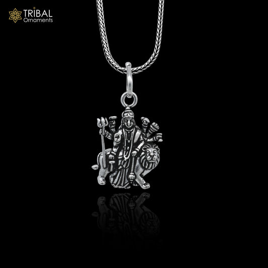 925 sterling silver handmade Lord Durga maa design stylish pendant nsp992 - TRIBAL ORNAMENTS