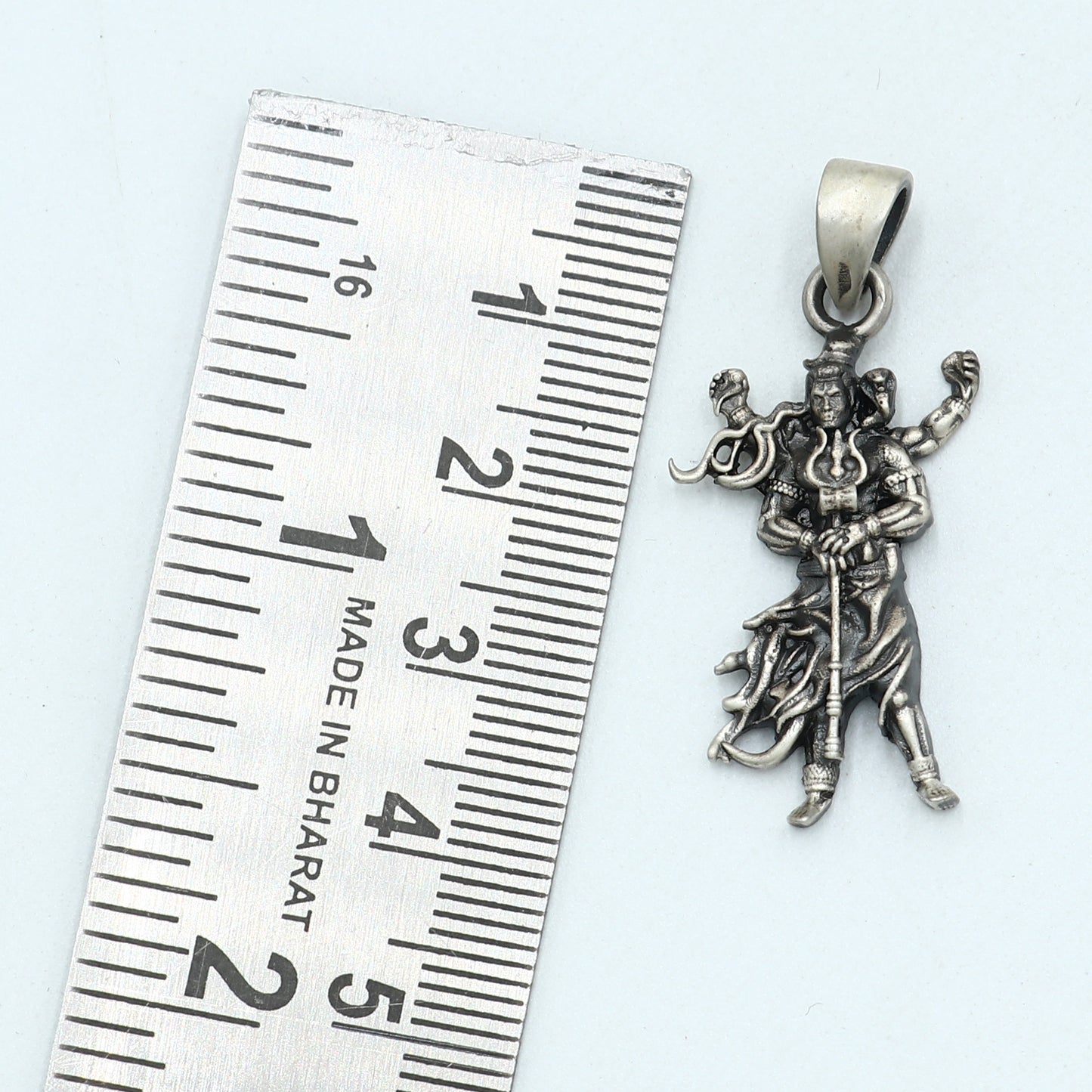 Handmade 925 sterling silver Lord Mahadeva pendant with chain, tribal jewelry featuring intricate tribal ornament design.