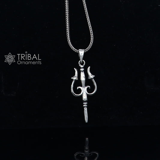 925 Sterling silver handmade Trishul (trident) pendant,nsp854 - TRIBAL ORNAMENTS