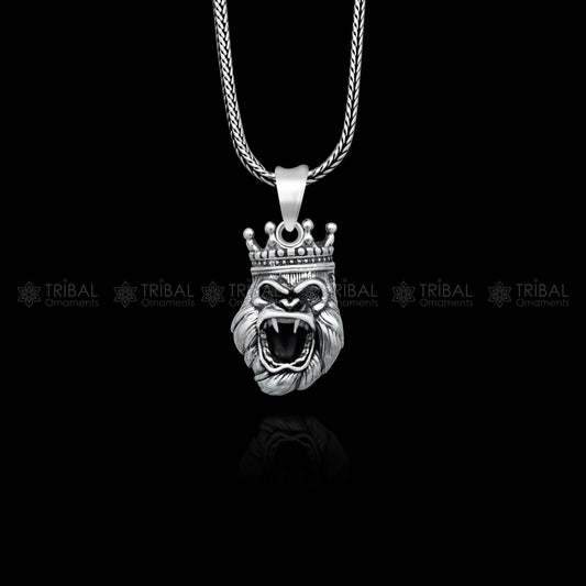 925 Sterling silver handmade unique design king kong pendant nsp877 - TRIBAL ORNAMENTS