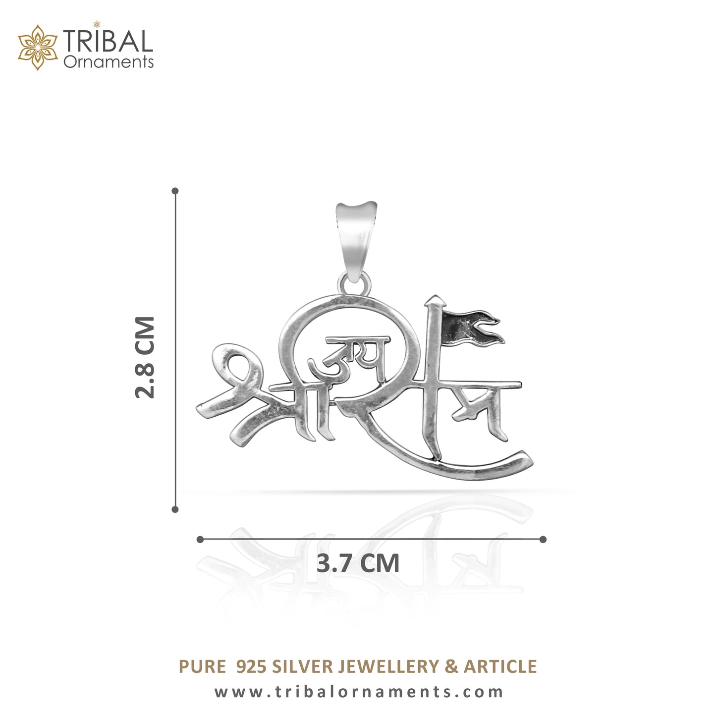 Handmade 925 sterling silver Lord Jai Shree Ram pendant with unique tribal design from TRIBAL ORNAMENTS.