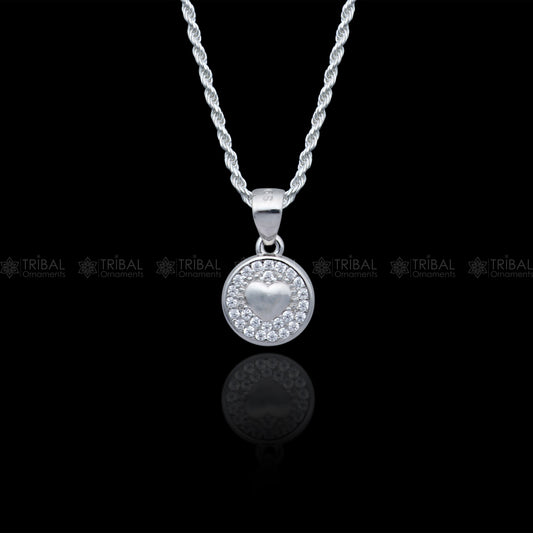 925 Sterling silver Heart shape diamond cubic zirconia stone pendant nsp977 - TRIBAL ORNAMENTS