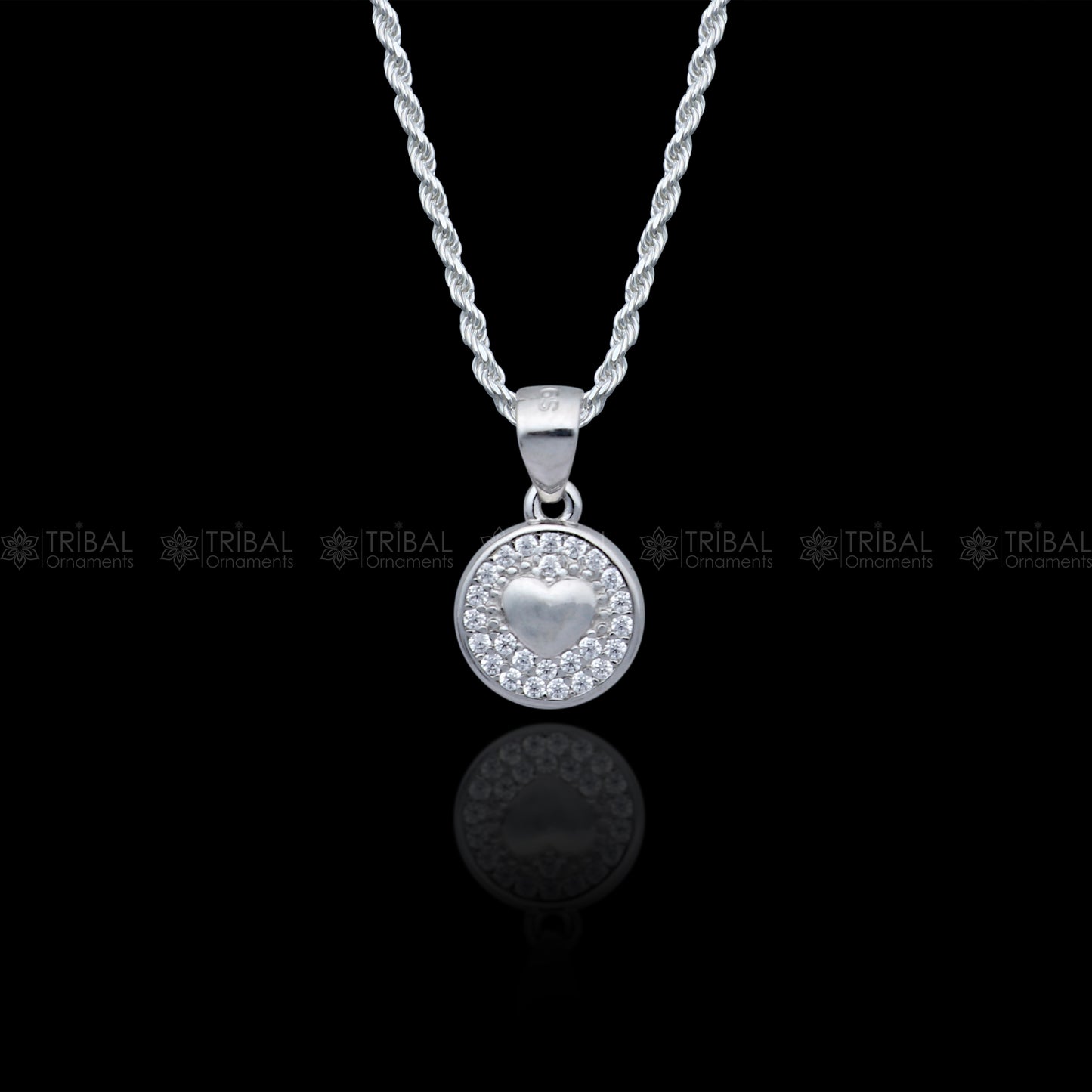 925 Sterling silver Heart shape diamond cubic zirconia stone pendant nsp977 - TRIBAL ORNAMENTS