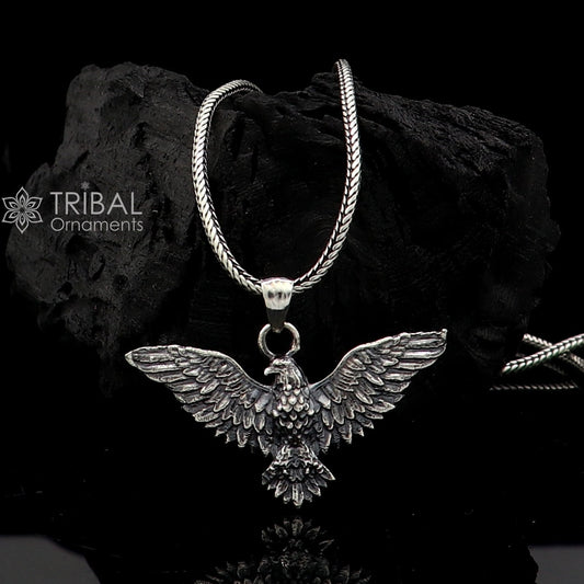 925 sterling silver idol Lord Vishnu Vahan Garuda eagle pendant, gifting unisex locket pendant nsp801 - TRIBAL ORNAMENTS