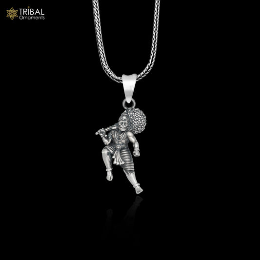 925 sterling silver lord Hanuman ji divine Pendant with chain tribal jewellery nsp1014 - TRIBAL ORNAMENTS